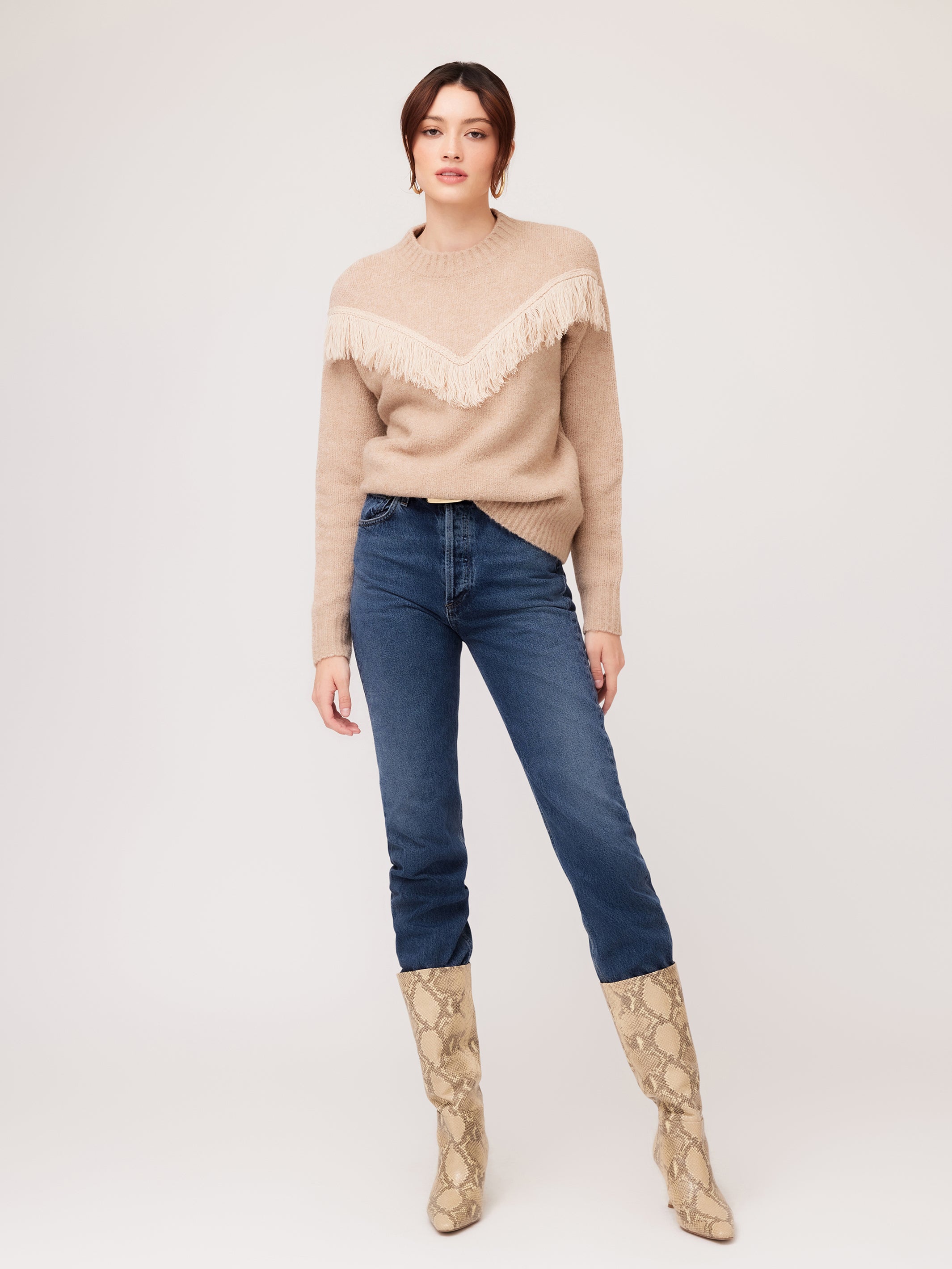 NWT Theory store Hudina Ivory Fringe Damper Knit Sweater